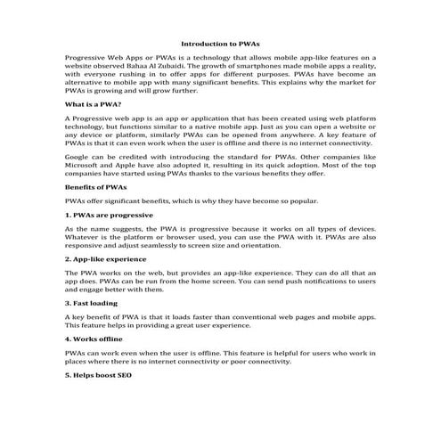 Introduction to PWAs | PDF