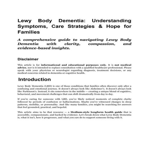 Lewy Body Dementia: Understanding Symptoms, Care Strategies & Hope for Families