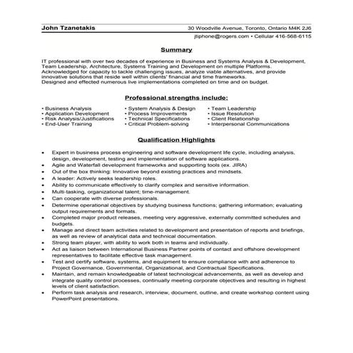 Resume John Tzanetakis