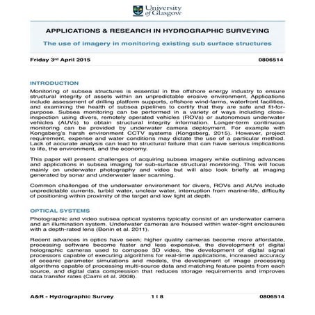 The use of imagery in monitoring existing sub surface structures
