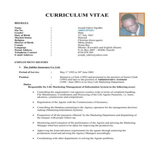 joseph Odero's CV16
