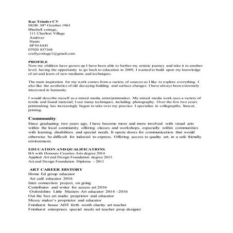 Kaz Trinder cv up to date