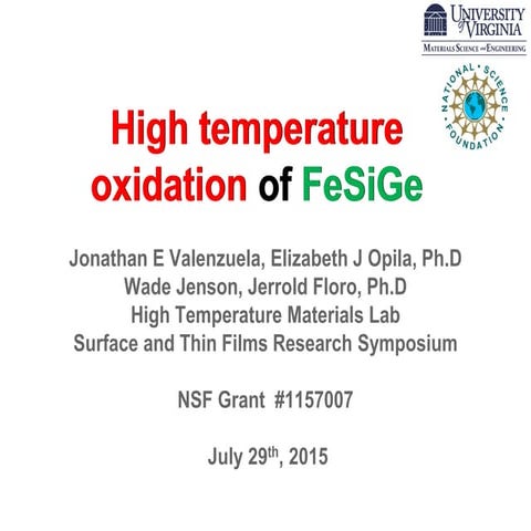 High temperature oxidation of FeSiGe