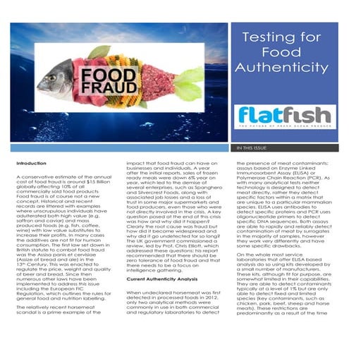 Testing for Food Authenticity