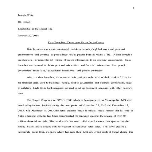 Target Data Breach Case Study 10242014