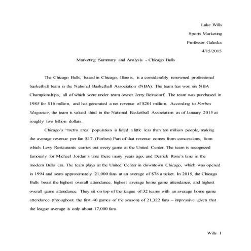 Marketing Analysis - Chicago Bulls