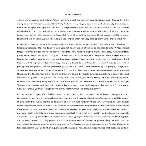 FORGIVENESS