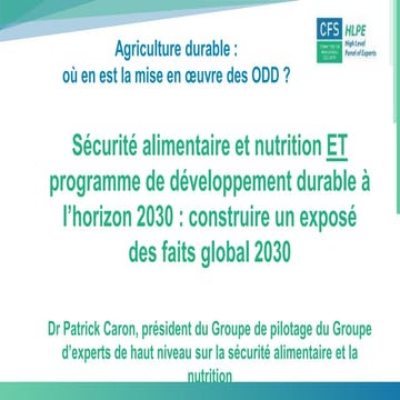 Briefing de Bruxelles 54: Patrick Caron '' Transformer les systèmes alimentai...