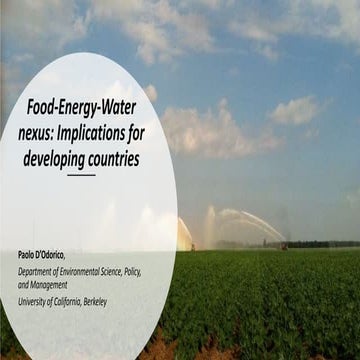 Brussels Briefing n. 56: Paolo D’Odorico "Food-Energy-Water nexus: implicatio...