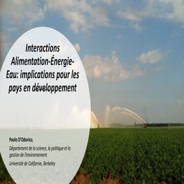 Briefing de Bruxelles n. 56 : Paolo D’Odorico " Interactions alimentations-én...