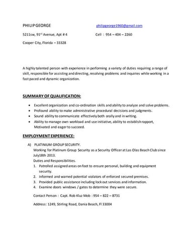 PHILIP GEORGE resume may 2014