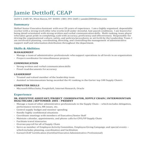 Executive Assistant Job Description | PPTX