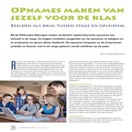 Beelden als brug tussen stage en opleiding LBBO tijdschrift Beter Begeleiden ...