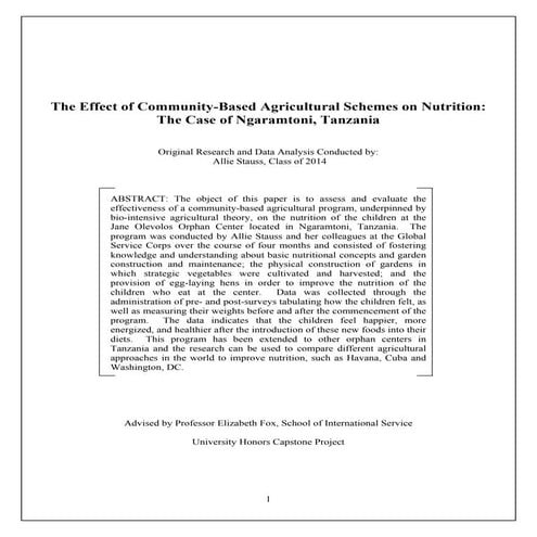 American University Honors Thesis - Allie Stauss, Class of 2014