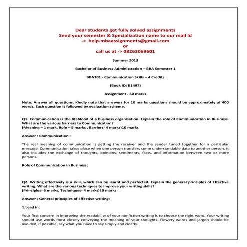 Bba101   communication skills