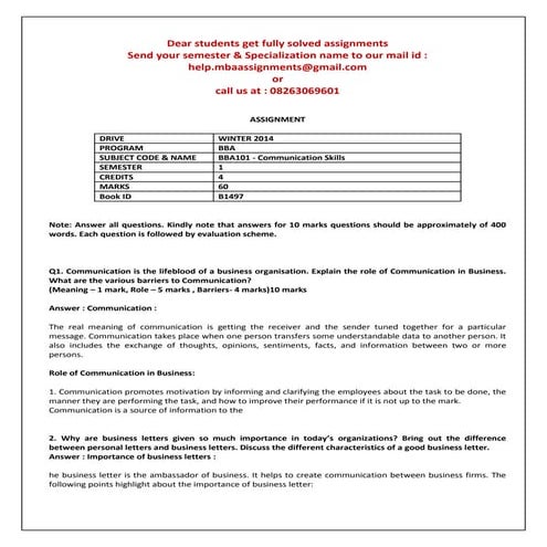 Bba101   communication skills