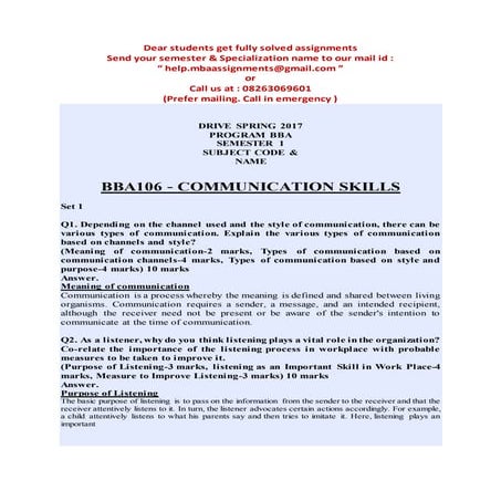 Bba106   communication skills