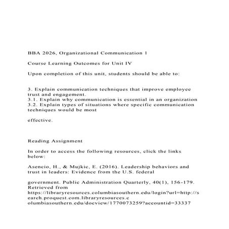 BBA 2026, Organizational Communication 1 Course Learn.docx