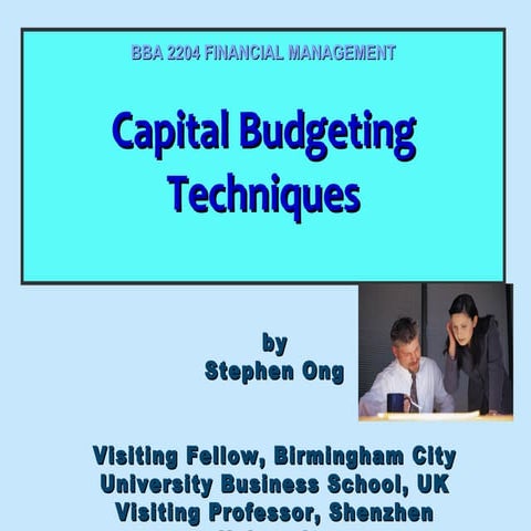 Bba 2204 fin mgt week 10 capital budgeting