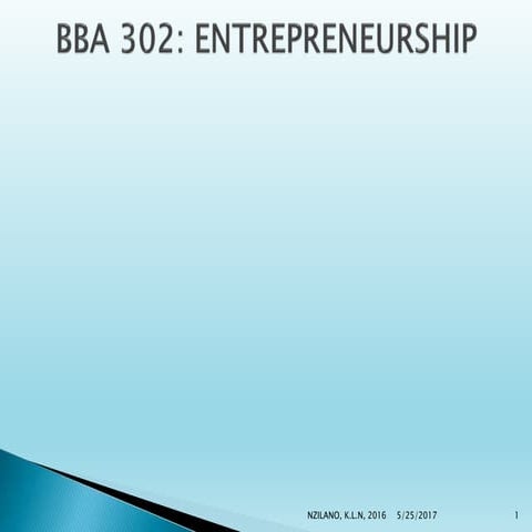 ENTREPRENEURSHIP 