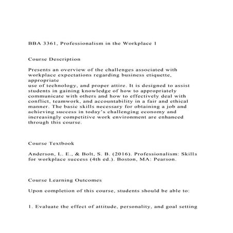 BBA 3361, Professionalism in the Workplace 1 Course Desc.docx