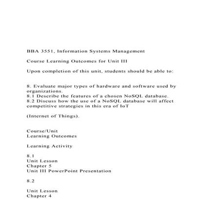 BBA 3551, Information Systems Management Course Learn.docx