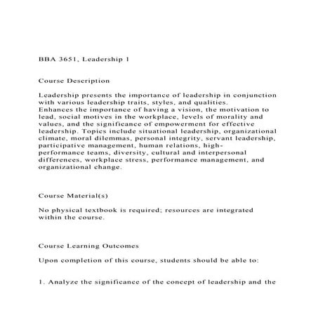 BBA 3651, Leadership 1 Course Description  Leadershi.docx
