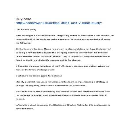 BBA 3651 Unit V Case Study | PDF