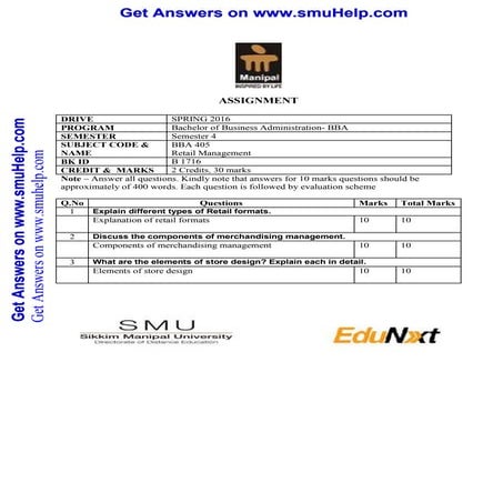 Bba405 retail management - copy | DOCX