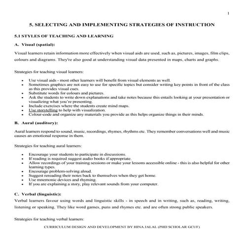 Selecting Instructional Strategies