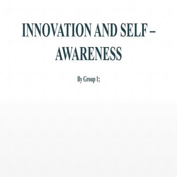 innovation and self awareness  group discussion