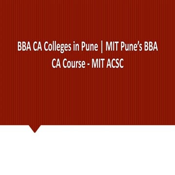 BBA CA Colleges in Pune | MIT Pune’s BBA CA Course - MIT ACSC