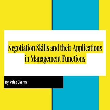 Negotiation skills and their applications in management functions
