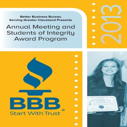 2013 Annual Meeting and Students of Integrity Award Program