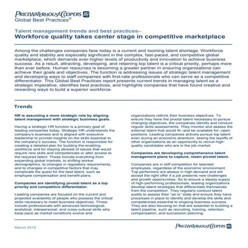 Talent mgmnt trends and BPs