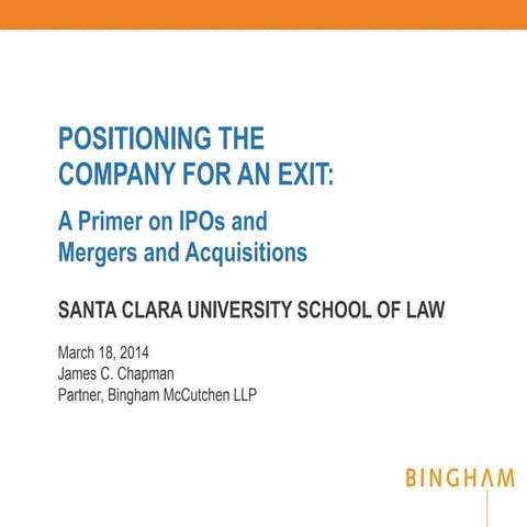 Positioning the Company for an Exit - Chapman - Mar 14