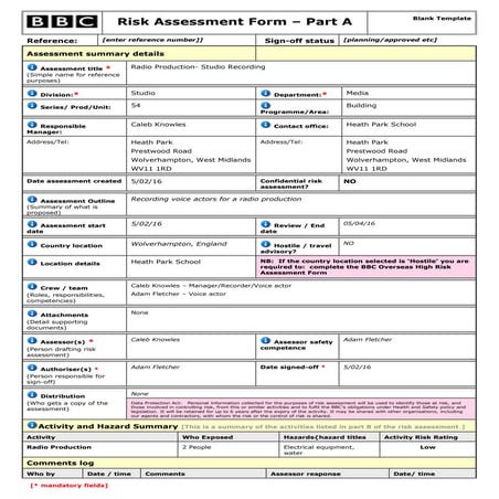 Risk assessment-template | DOC
