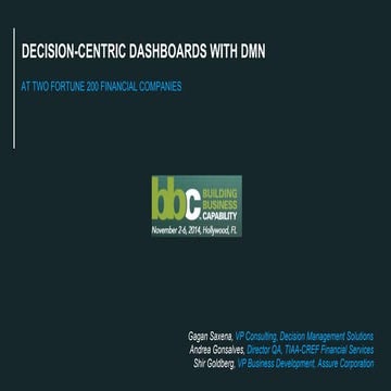 Decision-Centric Dashboards with DMN at Two Fortune 200 Financial Companies