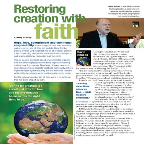 Restoring Creation with faith