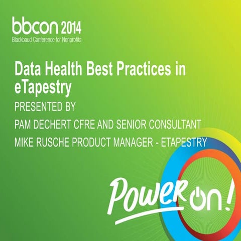 eTapestry Data Health Best Practices