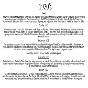 Timeline of the BBc
