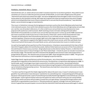 Portfolio- Holmfirth music scene up...