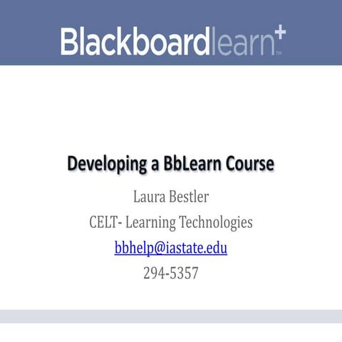 Developing a BbLearn Course