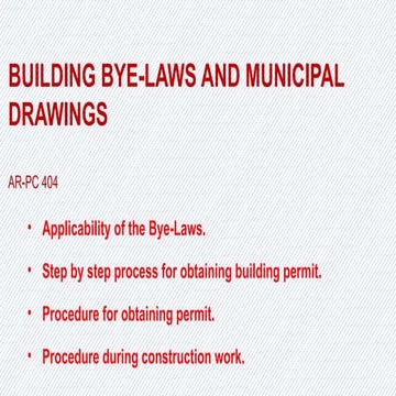 building bye-laws and municipal drawings