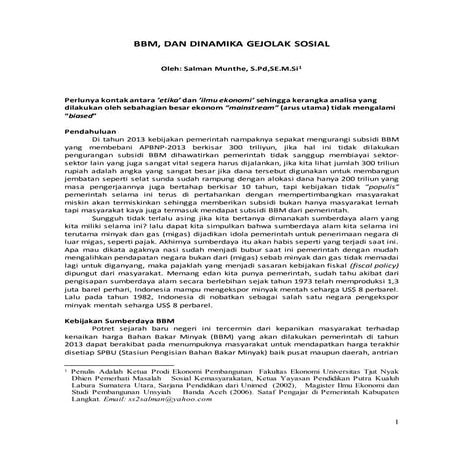 Bbm, dinamika gejolak sosial