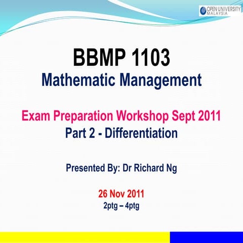 BBMP1103 - Sept 2011 exam workshop - Part 2