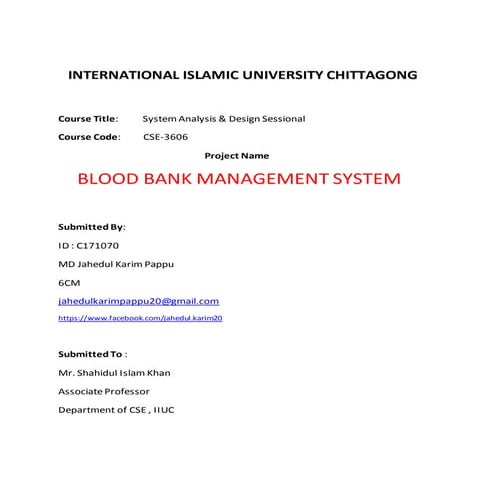 Blood Bank Management System