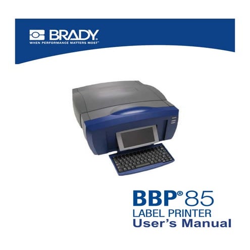 Brady BBP85 User Manual