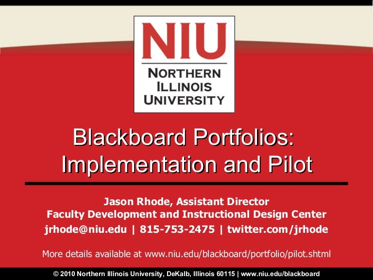 NIU Blackboard Portfolio Pilot Information