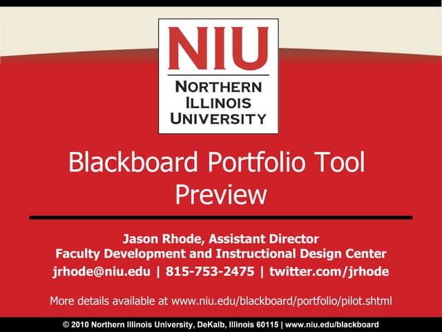 NIU Blackboard Portfolio Pilot Information